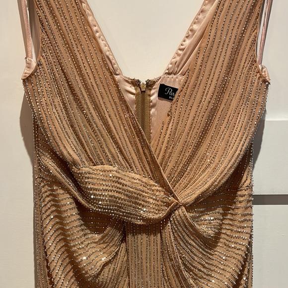 Parker Black Monarch Beaded Blush/Nude Gown - Size 6 - Picture 8 of 15